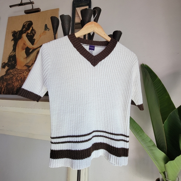 VTG 90s Ribbed Contrast Trim Tree - Picture 6 of 6